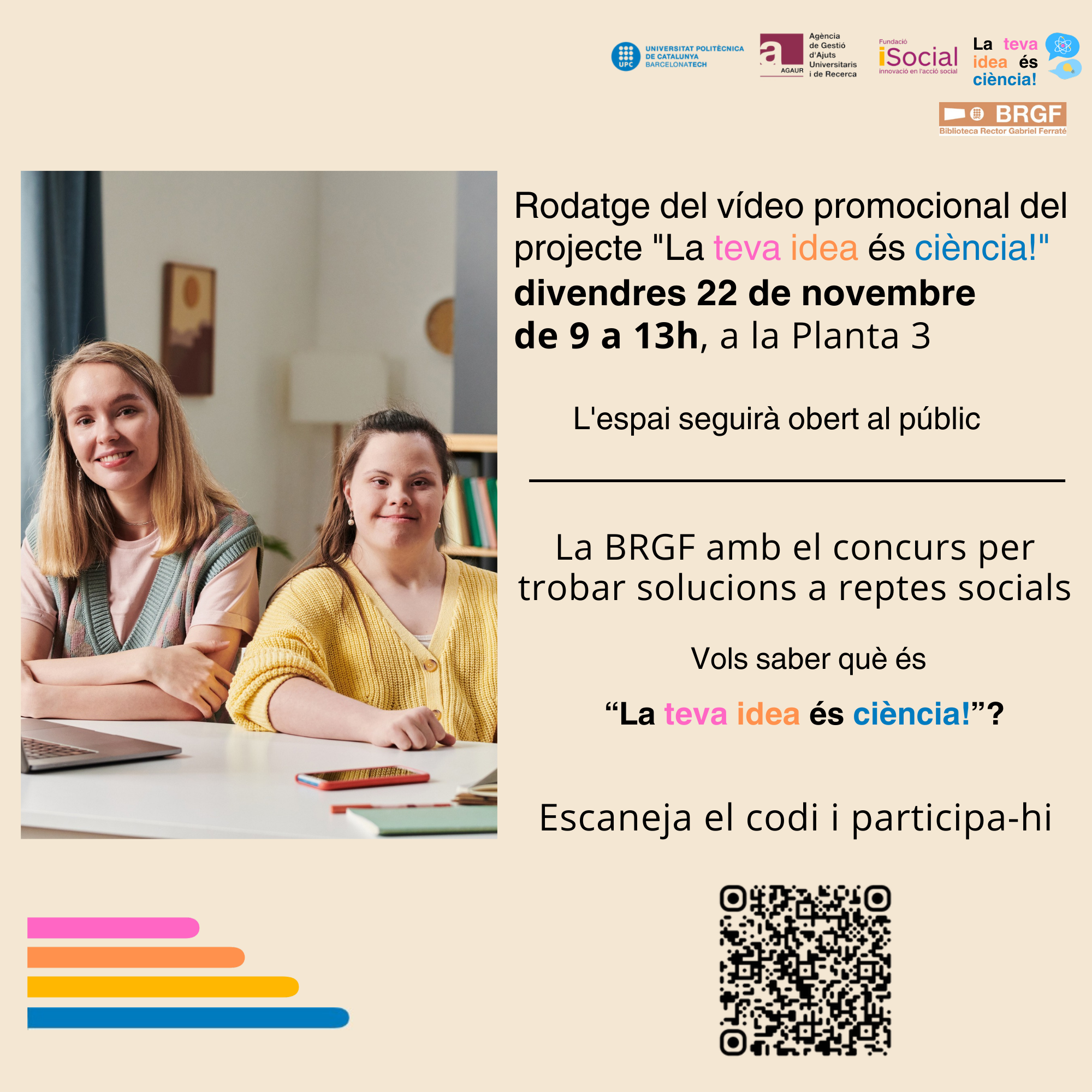 Rodatge del vídeo promocional La teva idea és ciència!