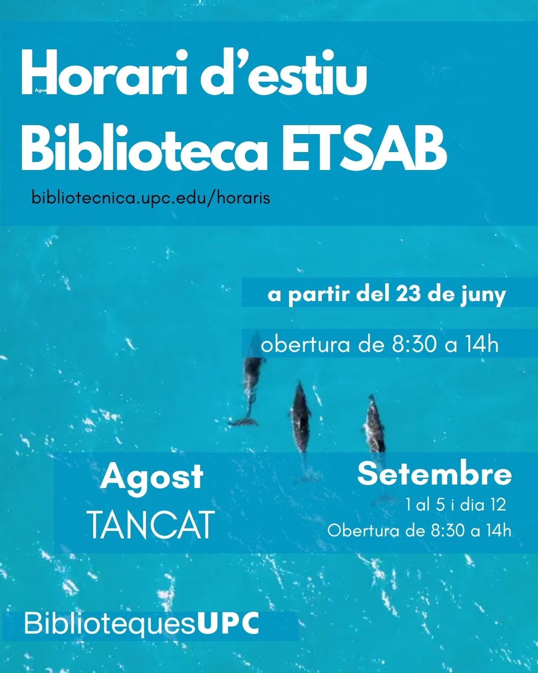 Horari d'estiu de la biblioteca de l'ETSAB