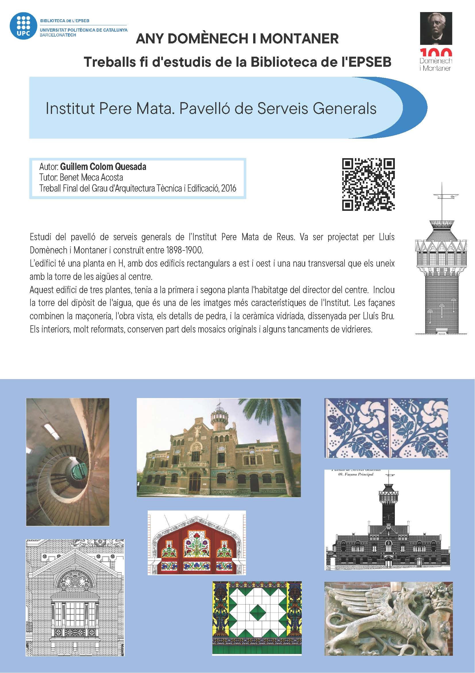 Institut Pere Mata. Pavelló de Serveis Generals
