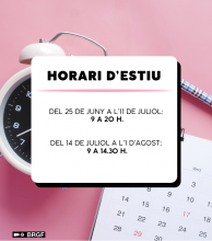 Horari d'estiu: La BRGF canvia el seu horari a partir del 25 de juny