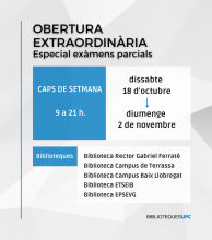 Horaris especials exàmens parcials Horaris especials exàmens parcials