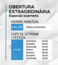 Obertura extraordinària examens gener Obertura extraordinària examens gener